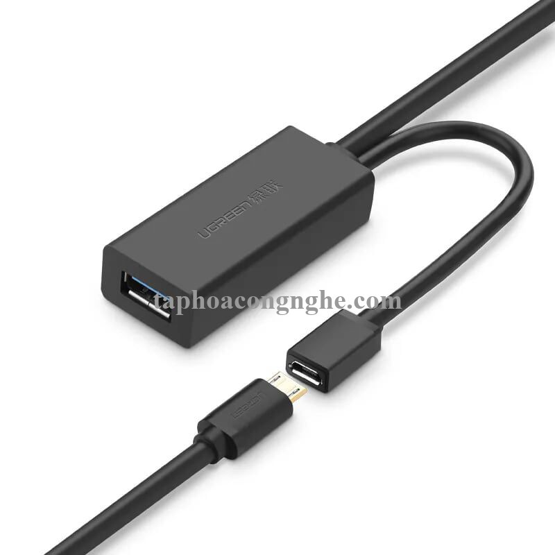 Ugreen 20827 10M màu Đen Cáp tín hiệu nối dài USB 3.0 hỗ trợ nguồn MICRO USB US175 30020827